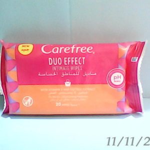 Carefree Duo Effect (Vit E & Cotton Extract) Intimate Wipes 20 Pcs