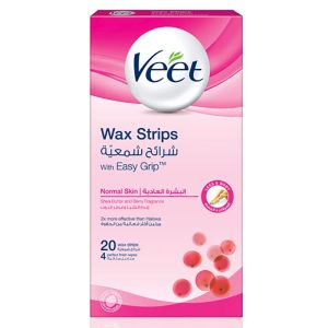 Veet Legs & Body Wax Strips (Normal) 20 Pcs+Wipes 4 Pcs