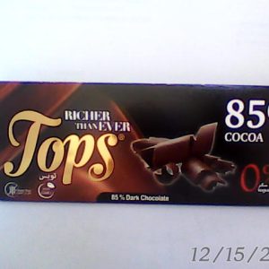 Tops G/F S/F Dark Chocolate 85% Bar 60g