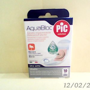 Pic Aqua Bloc Ultra Thin (Anti Bacterial ) Plaster Strips 25*72 mm 10 Pcs 12@26