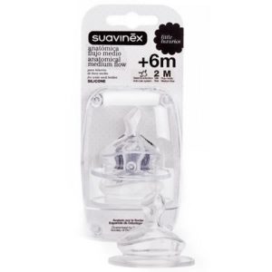 Suavinex Anatomical Medium Flow (Size 2) Silicone Teat /Nipple 2 Pcs 6 m+ -06262