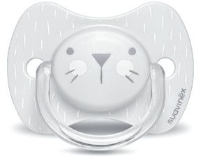 Suavinex Premium Physiological Whiskers Silicone Soother/Pacifier 0-6m 68239 - White Cat