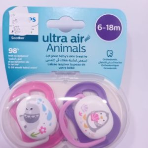 Avent Ultra Air Silicone Soother/Pacifier 6-18m (Twin Pack)-Decorated Girl